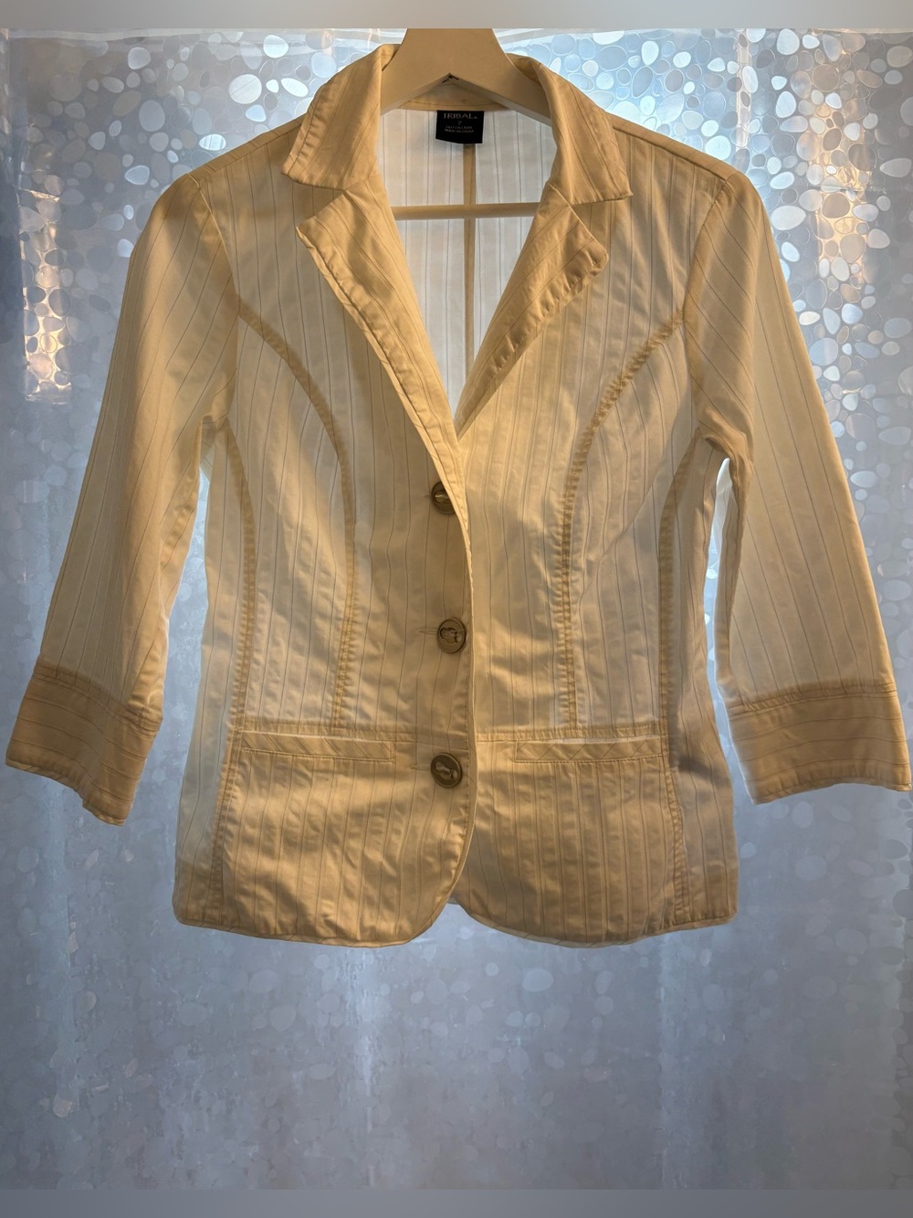 Tribal Cream Pinstripe Fitted Blazer